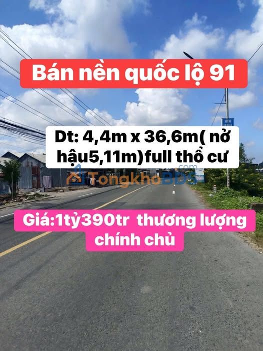 Bán Nền Góc Quốc Lộ 91 An Giang - 1.39 Tỷ, Nở Hậu