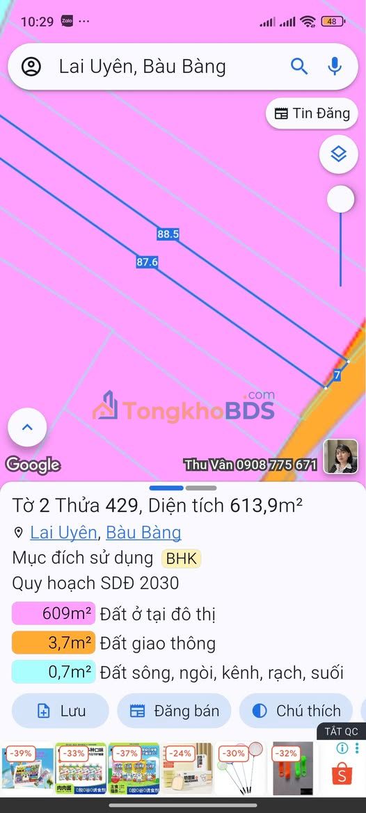 Bán Đất Lai Uyên 540m² - Giá 800 Triệu, Sẵn Sổ Hồng