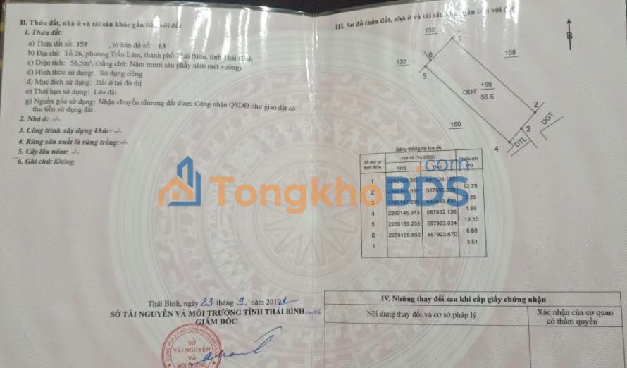 Nhà ngõ 821 Lý Bôn Thái Bình 57m² 2 tỷ - Chính chủ bán