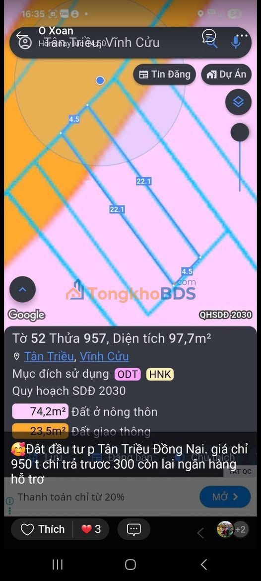 Đất Nền Tân Phong, Biên Hòa 99m² - Sổ Riêng Thổ Cư, Giá 950 Triệu