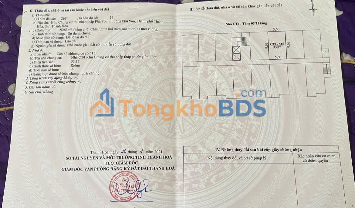 Chung cư Phú Sơn CT4 54m² - Sổ đỏ trao tay, giá tốt