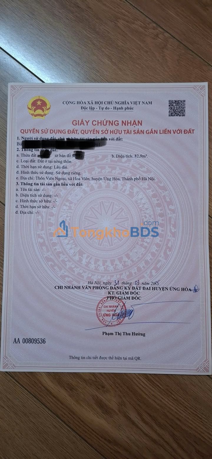 Đất Viên Ngoại Ứng Hòa 82m² 1.2 tỷ - Sổ đỏ chính chủ