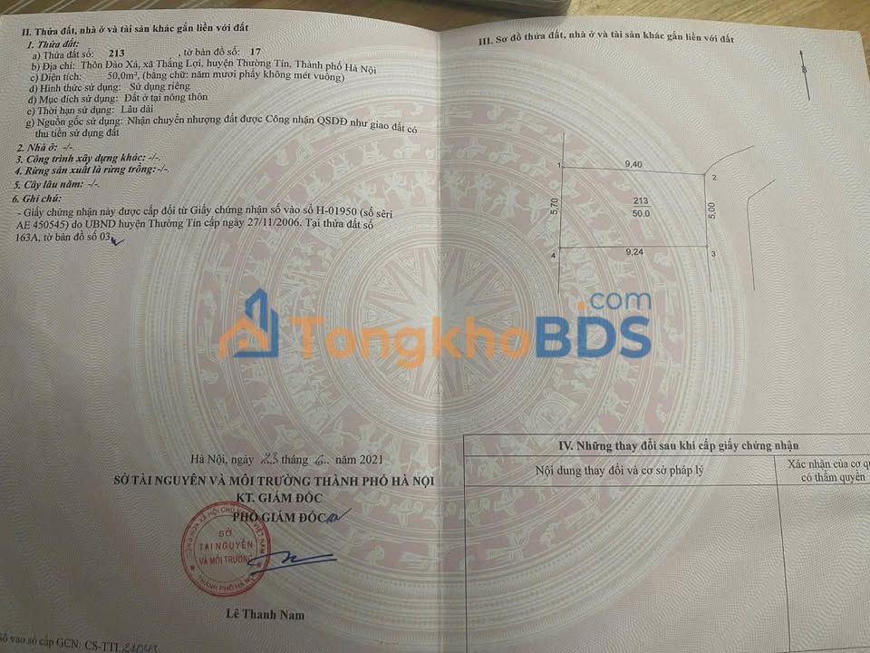 Bán Đất Thường Tín 50m² - Mặt Tiền 5m Nở Hậu, Ô Tô Đỗ Cửa