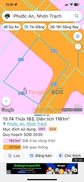 Đất Vàng Nhơn Trạch 1161m² Mặt Tiền Hùng Vương - Sổ Hồng Sẵn Sàng