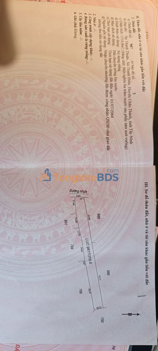 Đất Nền Mặt Tiền Nhánh 786 Châu Thành, Tây Ninh - 1230m² Giá Đầu Tư