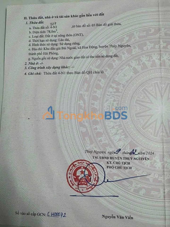 Đất Nền Đẹp 78m² Khu Đấu Giá Bái Ngoài - Thủy Nguyên, Giá Tốt