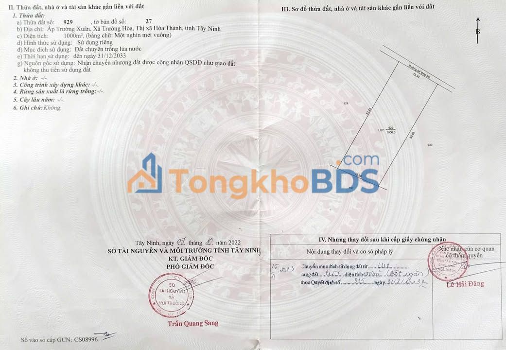 Đất nền Trường Xuân Hòa Thành 1023m² 0.8 tỷ - Hạ tầng hoàn thiện