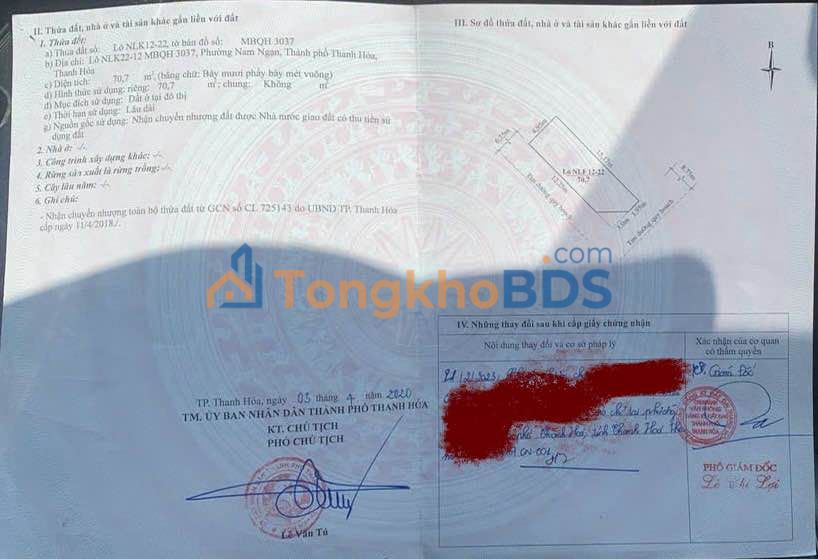 Đất nền Thanh Hóa - Lô góc 70.7m² Phường Quảng Hưng - Giá 4 tỷ