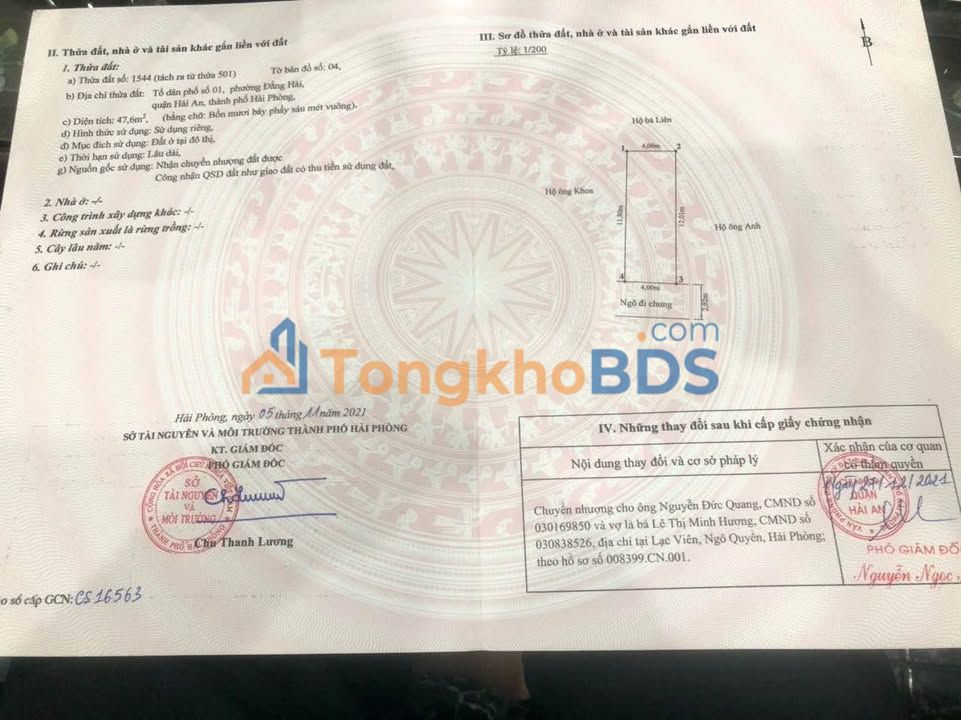 Bán Đất Chính Chủ Ngõ 455 Đằng Hải, Hải An - 47.6m² - 2.29 Tỷ