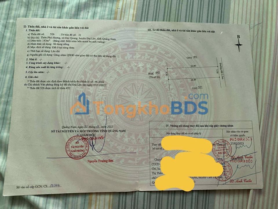 Đất nền Đại Quang Đại Lộc 143m² thỏa thuận - Sổ đỏ chính chủ