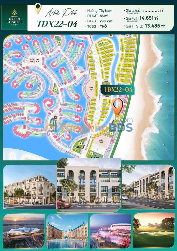 Townhouse Trục TĐX22 Cần Giờ 85m² 13.486 tỷ - Thích hợp KD