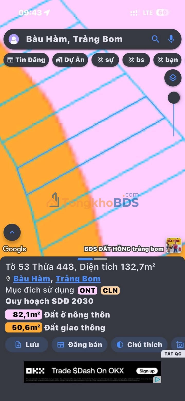 Đất thổ cư 146m² mặt tiền Hưng Lộ 24, Trảng Bom, Đồng Nai - Giá chỉ 7xx triệu