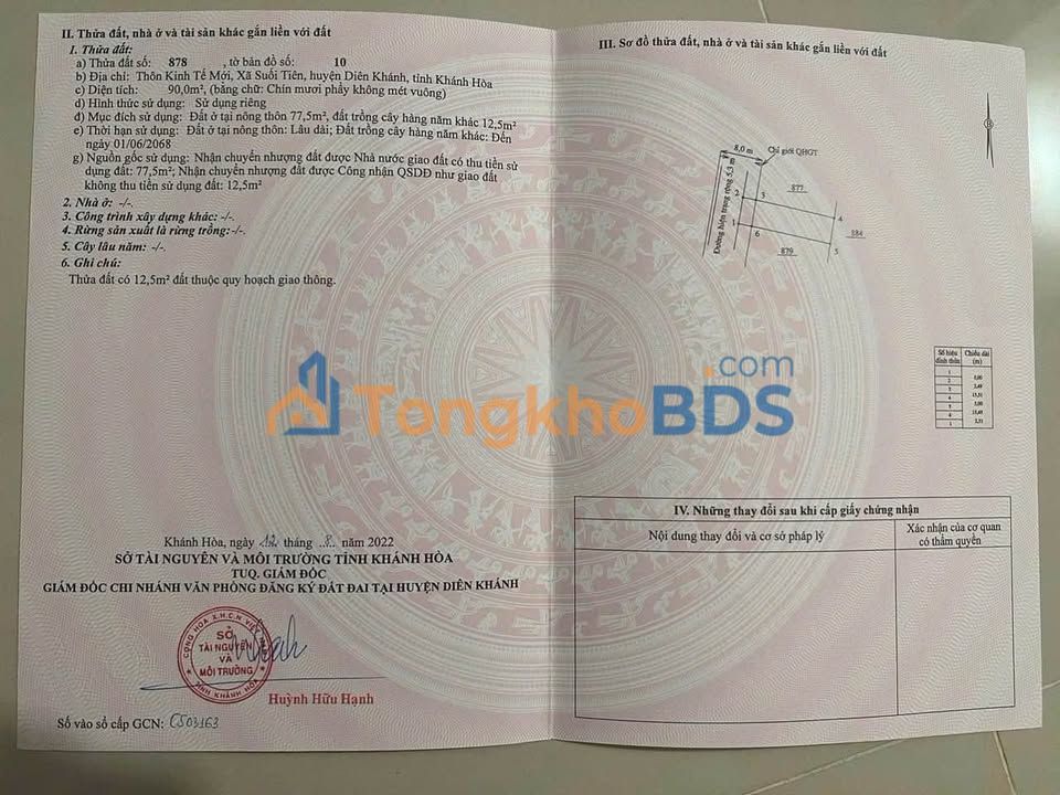 Đất nền Suối Tiên Diên Khánh 90m² giá 549 triệu - Sổ đỏ chính chủ