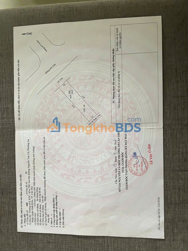 Đất nền 110m² MT Nguyễn Văn Cừ, Cần Thơ - Gần BV Ung Bướu, Giá 3.6 Tỷ