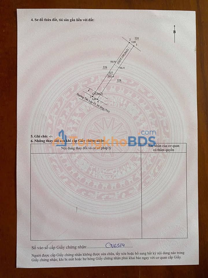 Đất nền Tân Lập, Bắc Tân Uyên 289m² - Sổ hồng 100% thổ cư, giá chỉ 1.2 tỷ