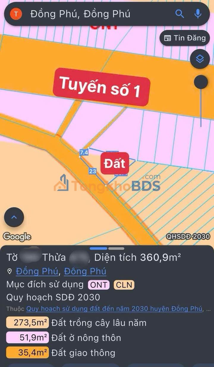 Đất Nền 2 Mặt Tiền Đồng Phú - Sổ Hồng Sẵn 328m² - Giá F0 Chỉ 450 Triệu