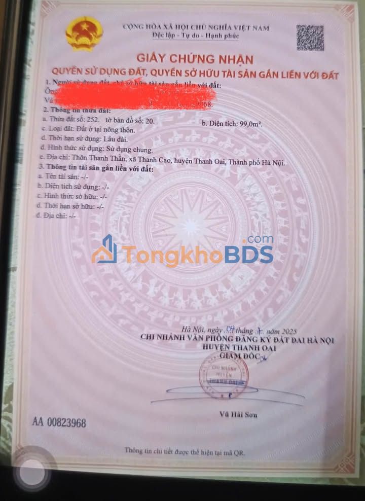 Đất nền view hồ Thanh Cao, Thanh Oai - 99m² - Giá đầu tư tiềm năng