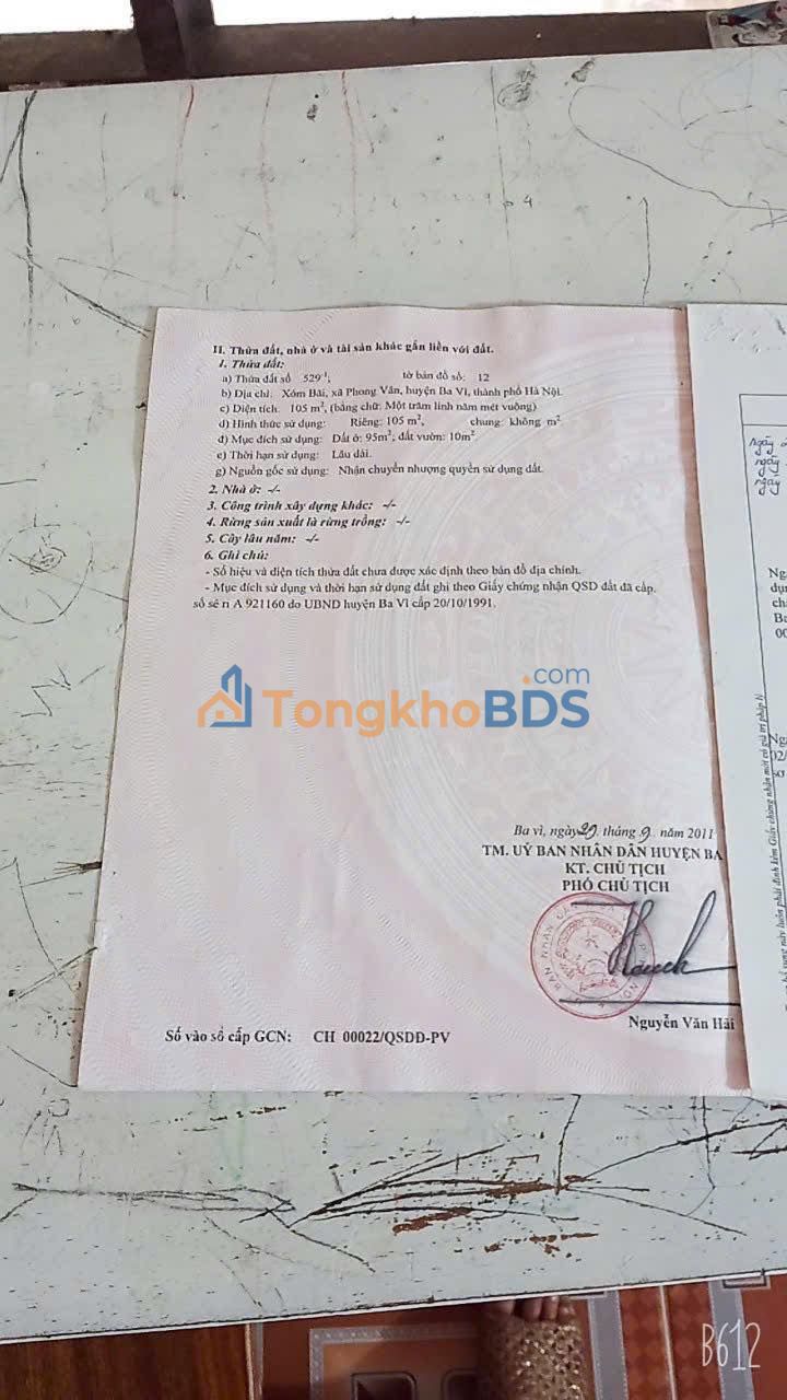 Đất Nền Ba Vì 105m² - Sổ Hồng Sẵn Sàng, Giá Đầu Tư Tốt