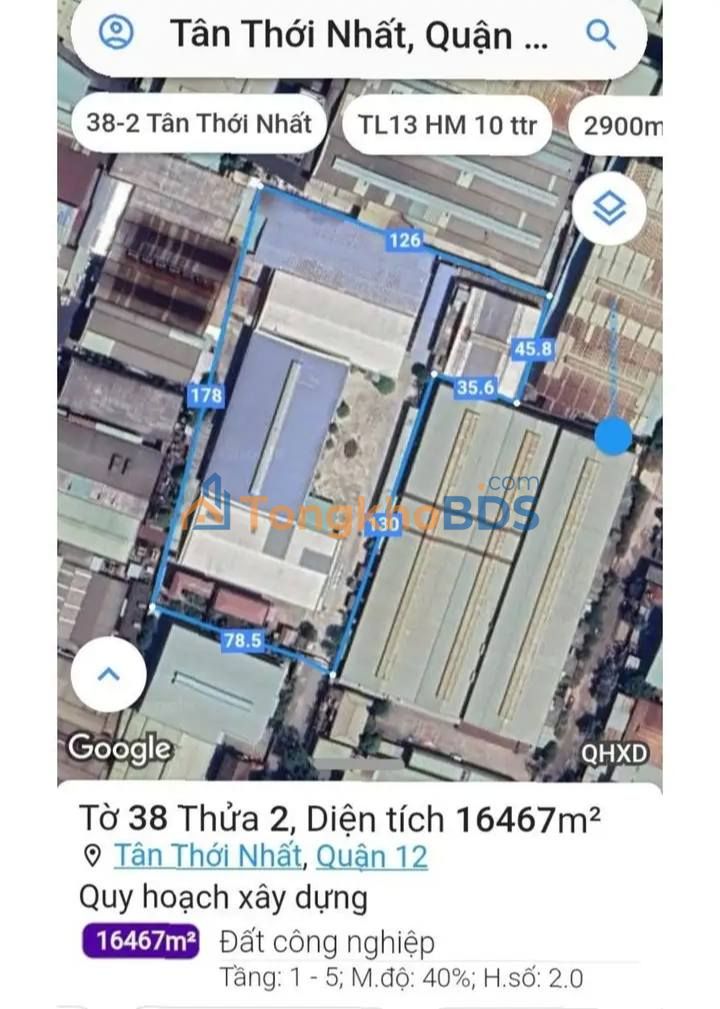 Warehouse QL1A Tân Thới Nhất 16.400m² 32,8 tỷ - Hạ tầng đầy đủ