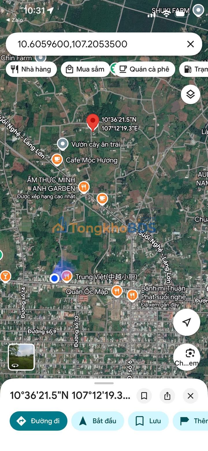 Đất thổ cư 189m² mặt tiền đường Suối Nghệ - Láng Lớn, Châu Đức - 915 triệu