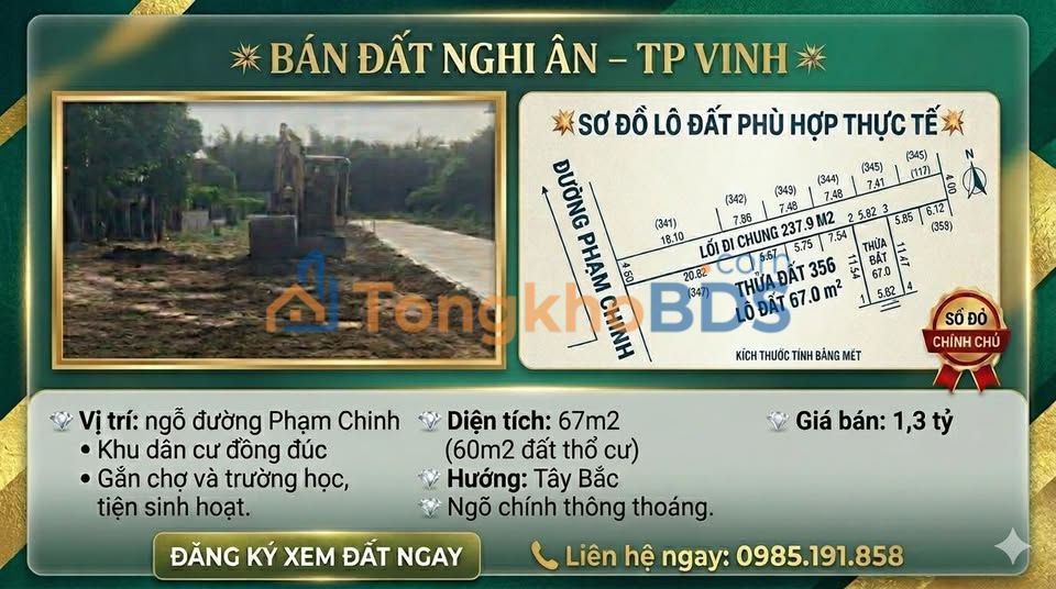 Đất nền Phạm Chinh Vinh 67m² 1,3 tỷ - Tiềm năng tăng giá