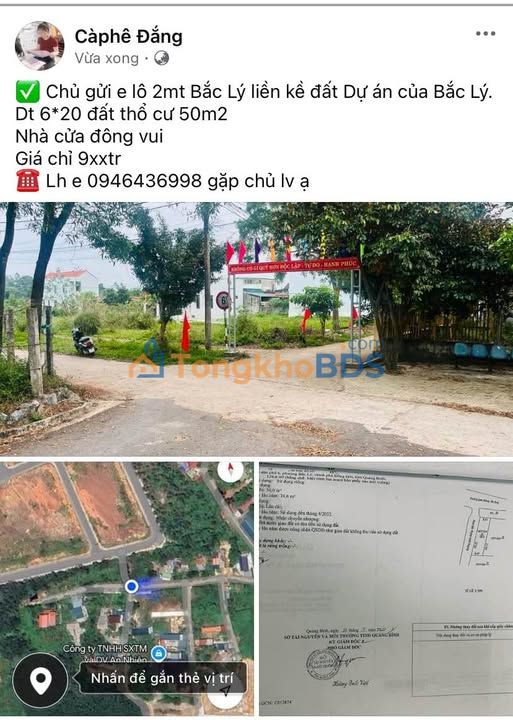 Đất Bắc Lý Đồng Hới 120m² 9x tỷ Sổ đỏ chính chủ