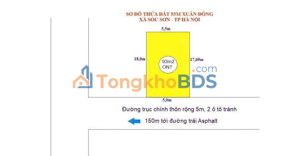 Đất Sóc Sơn - Lô Đẹp Mặt Trục Chính Xuân Đồng, 93m² Full Thổ Cư, Giá Đầu Tư