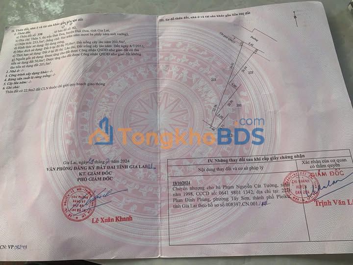 Đất nền Đường Lê Lợi Đắk Đoa 253m² giá 1.05 tỷ - Sổ đỏ chính chủ