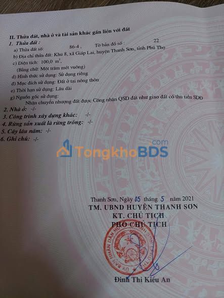 Đất nền Thanh Sơn, Phú Thọ - Mặt tiền đường đôi 100m², thổ cư full, giá đầu tư