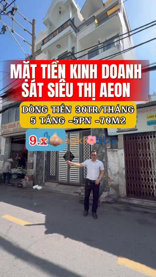 Nhà Phố Mặt Tiền Kinh Doanh Aeon Tân Phú, 70m², 5 Tầng - Giá 9 Tỷ