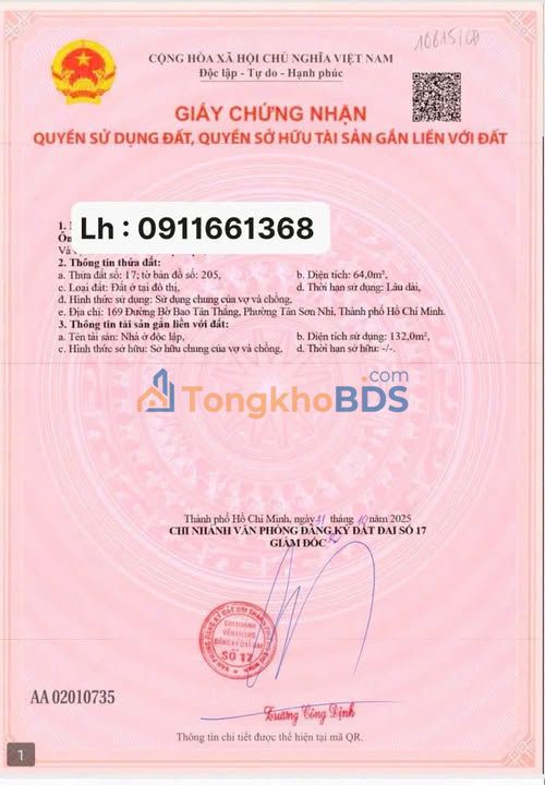 Nhà Mặt Tiền 169 Bờ Bao Tân Thắng, Tân Phú - 88m² (4x16m) - 16.5 Tỷ