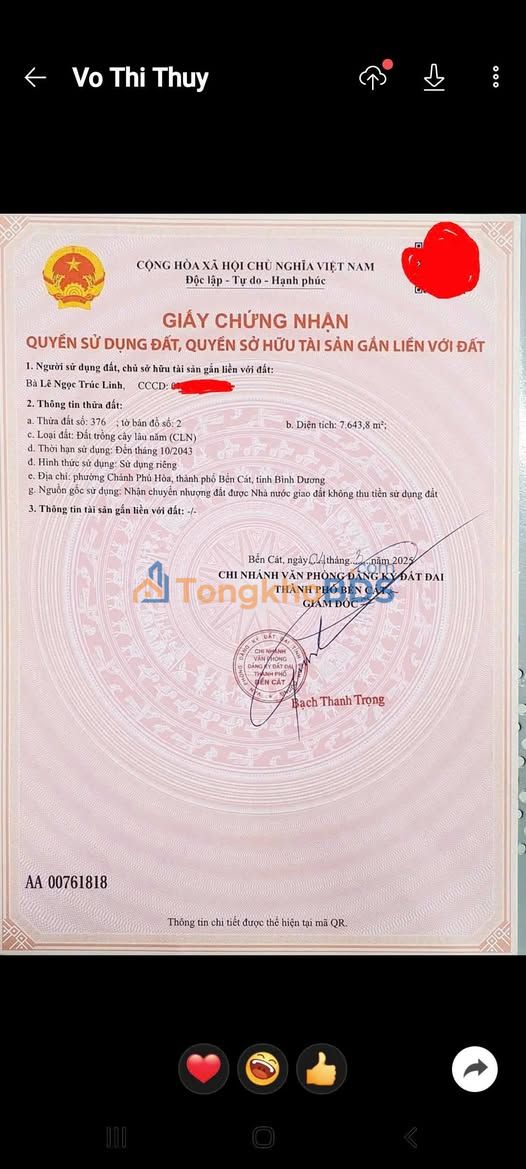 Đất nền Trảng Bom 7.644m² giá 13 tỷ - Pháp lý rõ ràng