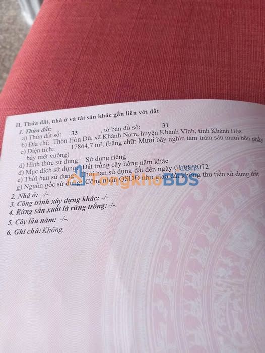 Đất Vườn 18.000m² Khánh Nam - Giảm Sâu 1.5 Tỷ, Lý Tưởng Nghỉ Dưỡng