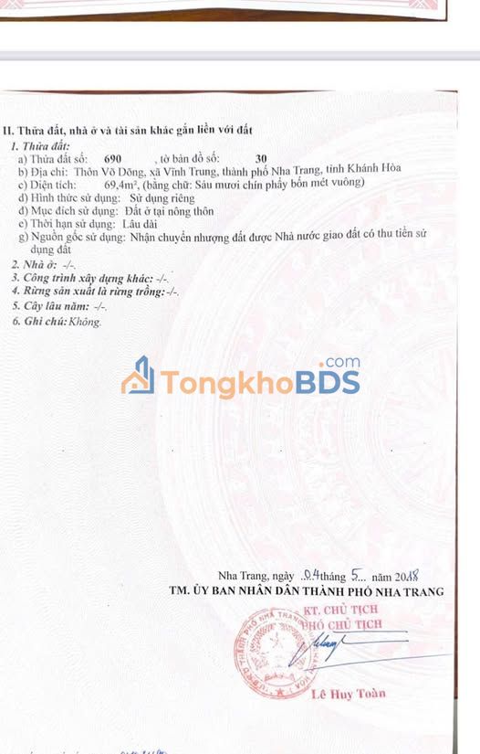 Bán Gấp Đất Nền Vĩnh Trung, Nha Trang - 69.4m² Giá 1.3 Tỷ