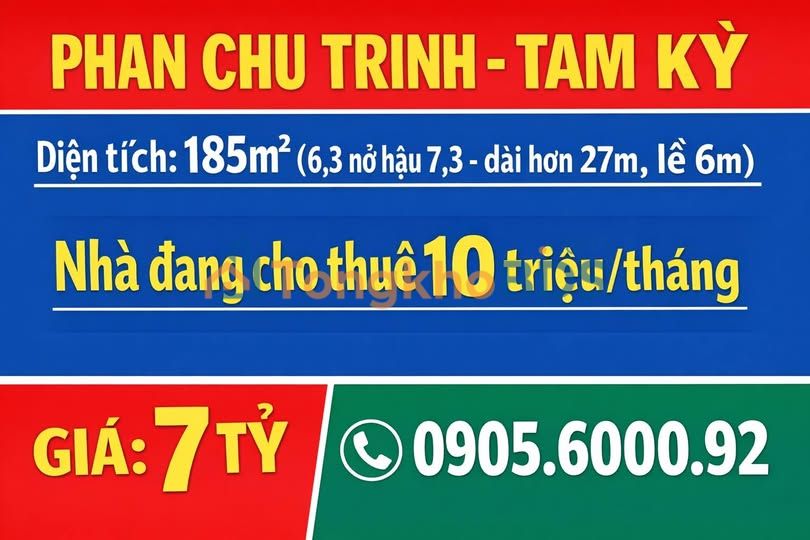 Nhà Mặt Tiền Phan Chu Trinh, Tam Kỳ - Kinh doanh & An cư 185m²