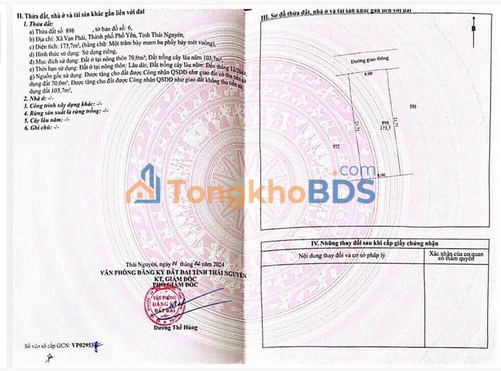 Bán gấp đất thổ cư 173m² Phổ Yên, Thái Nguyên - Giá chỉ nhỉnh 500 triệu