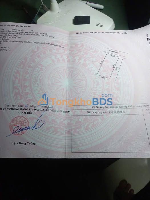 Đất Lô Góc 220m² Xã Lạc Thịnh, Yên Thủy - Giá 6.x Tỷ