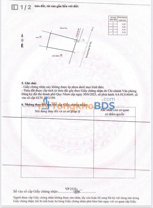 Bán Đất Mặt Tiền Hoàng Văn Thụ Nối Dài, Quy Nhơn - 45m², Hướng Đông Nam