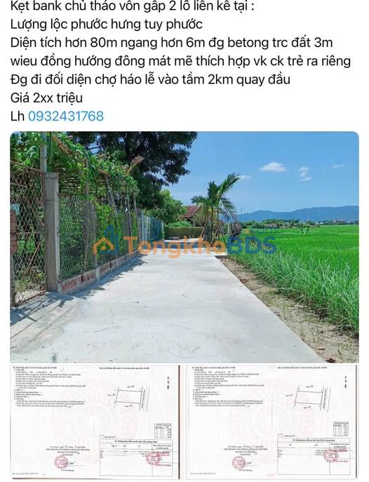Đất nền Tuy Phước - Lượng Lộc Phước Hưng 80m² - Sổ đỏ sẵn sàng, giá tốt đầu tư