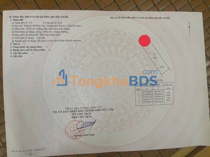 Bán Đất Phủ Lý Hà Nam 100m² Mặt Tiền 5m - Sổ Đỏ Sẵn Sàng