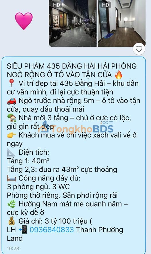 Nhà 435 Đằng Hải Hải Phòng 43m² 3.1 tỷ - Ô tô vào tận nhà
