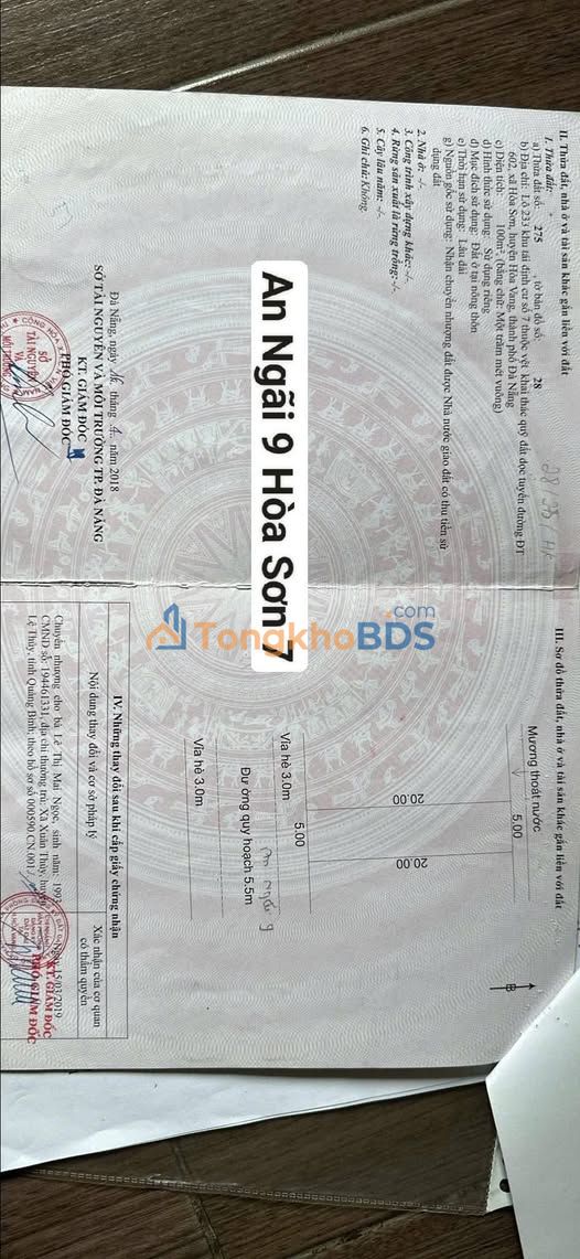 Đất Tái Định Cư Hòa Sơn 100m² - Ngang 5m, Giá 2.7 Tỷ Tại Liên Chiểu, Đà Nẵng