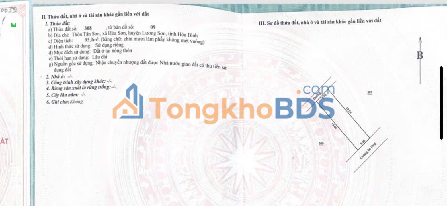 Đất Nền 95m² Hòa Sơn, Lương Sơn - Sổ Đỏ Thổ Cư, Giá Đầu Tư Hấp Dẫn