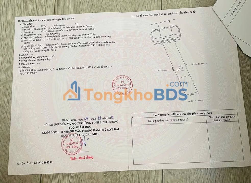 Mặt Tiền Lê Hồng Phong Dầu Tiếng - 480m² Thổ Cư - Giá 47 Tỷ