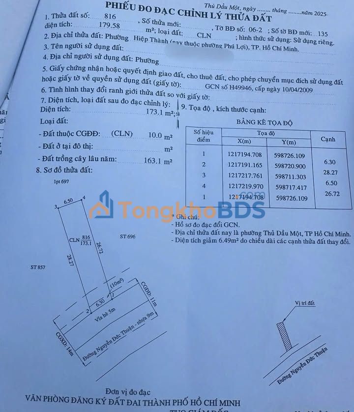 Mặt Tiền Nguyễn Đức Thuận, TP Thủ Dầu Một - 175m², Kinh Doanh Đa Ngành