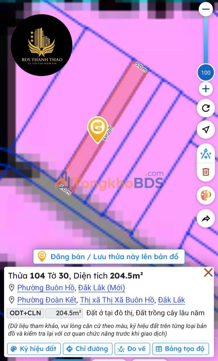 Bán đất 205m² tại Phường Buôn Hồ, Đắk Lắk - Giá 950 triệu