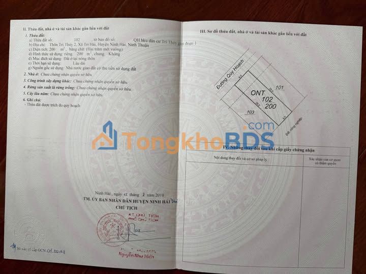 Đất Tái Định Cư Tri Thuỷ 200m² - Sổ Đỏ Sẵn Sàng - Giá 1.1 Tỷ