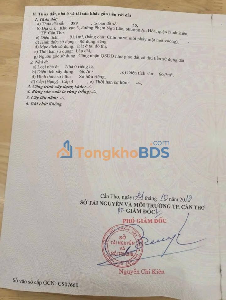 Bán Đất Vàng 91m² Sổ Hồng Đường Phạm Ngũ Lão, Cần Thơ - Giá 7.2 Tỷ