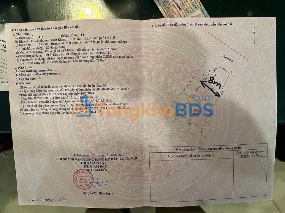 Đất nền Phường Xuân Khanh, Sơn Tây 194m² giá 3 tỷ - Lô góc 2 mặt tiền hấp dẫn!