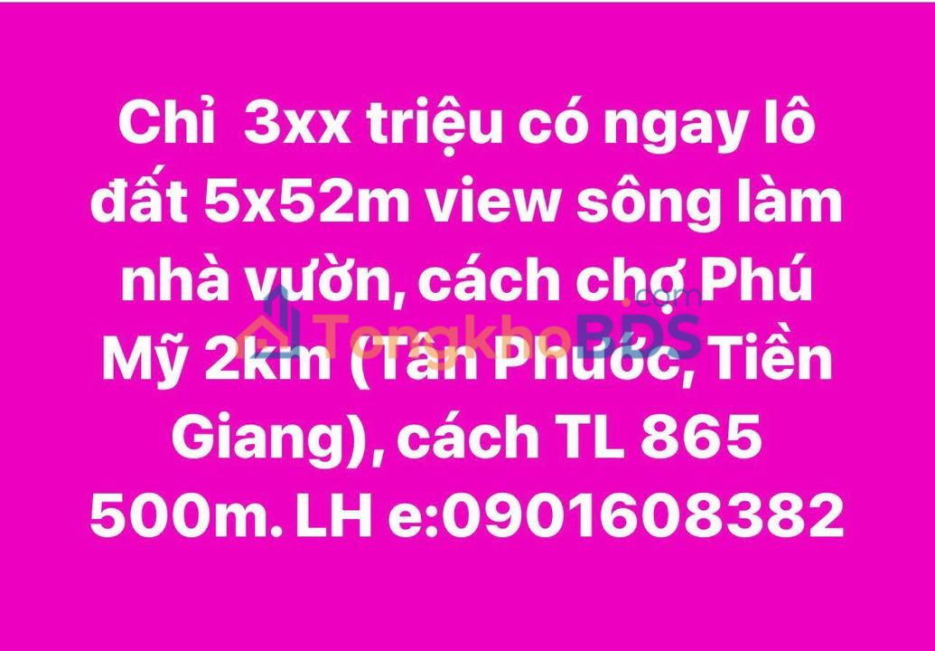 Đất Vườn Tiền Giang 260m² - View Sông Thoáng Mát, Giá Chỉ 3xx Triệu